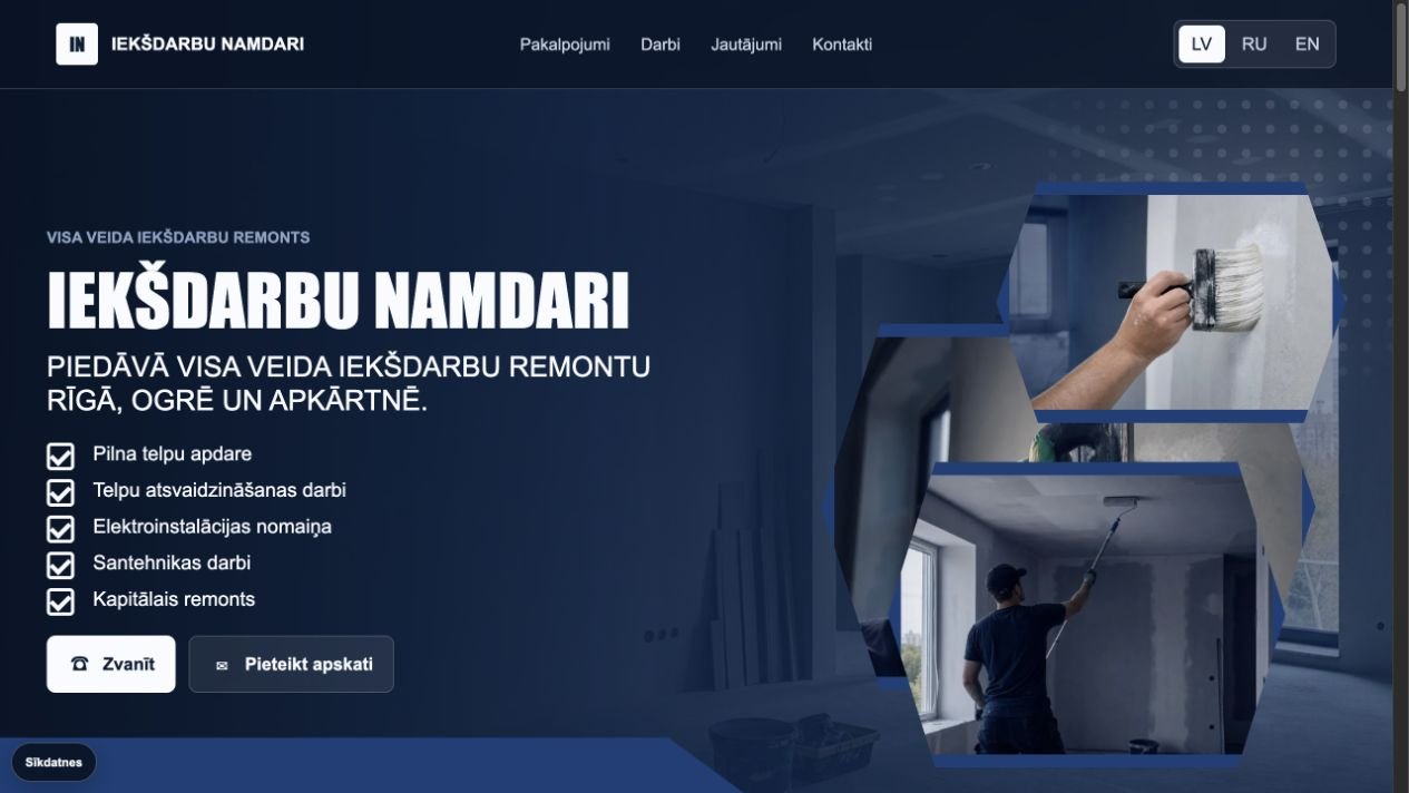 IEKŠDARBU NAMDARI īstās mājaslapas priekšskatījums
