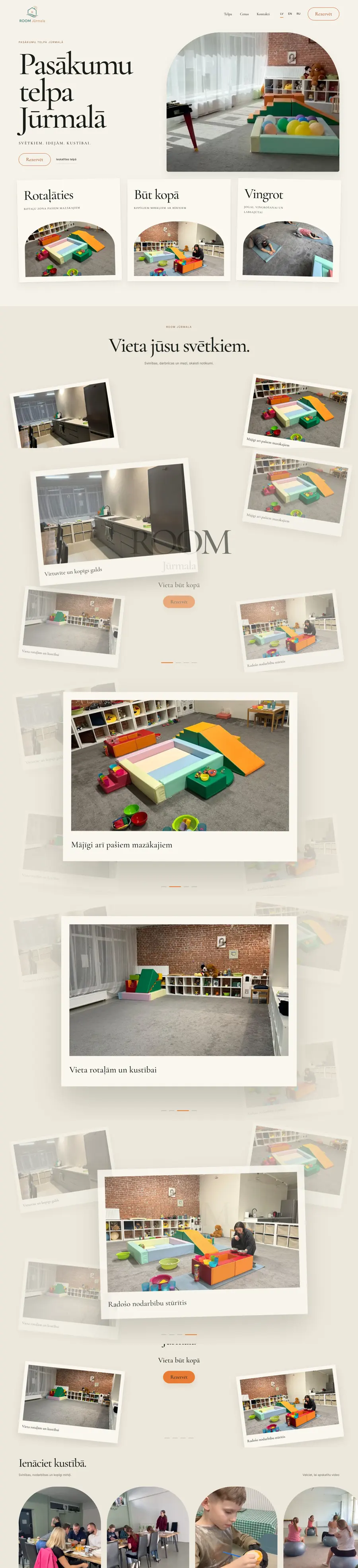 Главная страница сайта ROOM Jūrmala