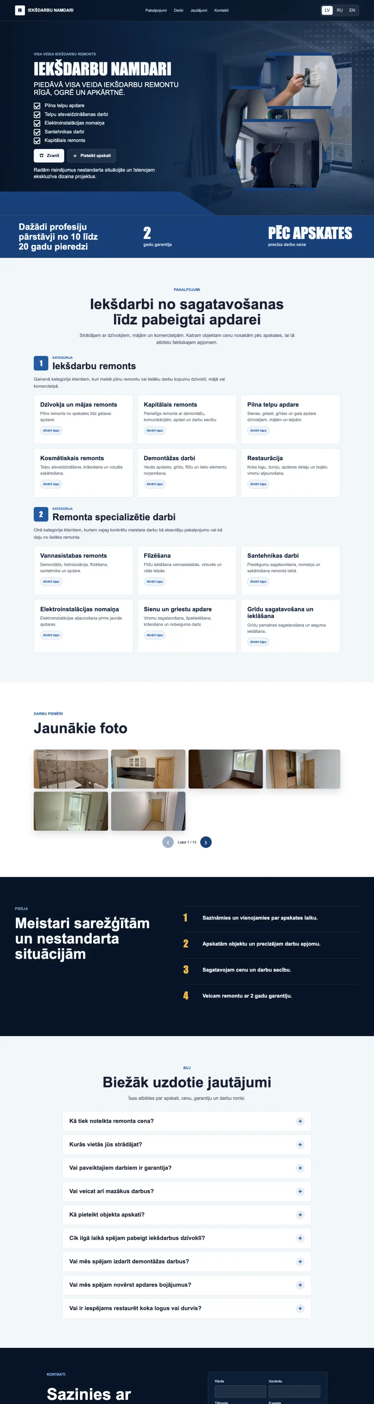 Сайт Iekšdarbu Namdari, портфолио SEO Latvija